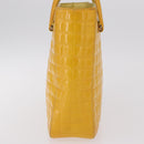 CHANEL Choco Bar Hand Bag Patent leather Yellow Gold CC Auth bs37655-6