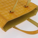 CHANEL Choco Bar Hand Bag Patent leather Yellow Gold CC Auth bs37655-14