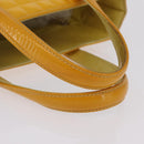 CHANEL Choco Bar Hand Bag Patent leather Yellow Gold CC Auth bs37655-8