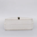 FENDI Celeria Tote Bag Leather White Silver Auth bs37656-10