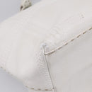 FENDI Celeria Tote Bag Leather White Silver Auth bs37656-12