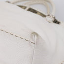FENDI Celeria Tote Bag Leather White Silver Auth bs37656-13