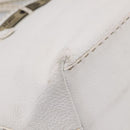 FENDI Celeria Tote Bag Leather White Silver Auth bs37656-14