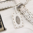 FENDI Celeria Tote Bag Leather White Silver Auth bs37656-15