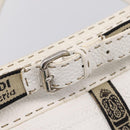 FENDI Celeria Tote Bag Leather White Silver Auth bs37656-16
