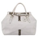 FENDI Celeria Tote Bag Leather White Silver Auth bs37656-2