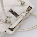 FENDI Celeria Tote Bag Leather White Silver Auth bs37656-6