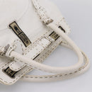 FENDI Celeria Tote Bag Leather White Silver Auth bs37656-7