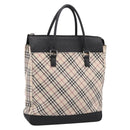 BURBERRY Nova Check Tote Bag Canvas Beige Silver Auth bs37659-1