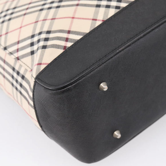 BURBERRY Nova Check Tote Bag Canvas Beige Silver Auth bs37659