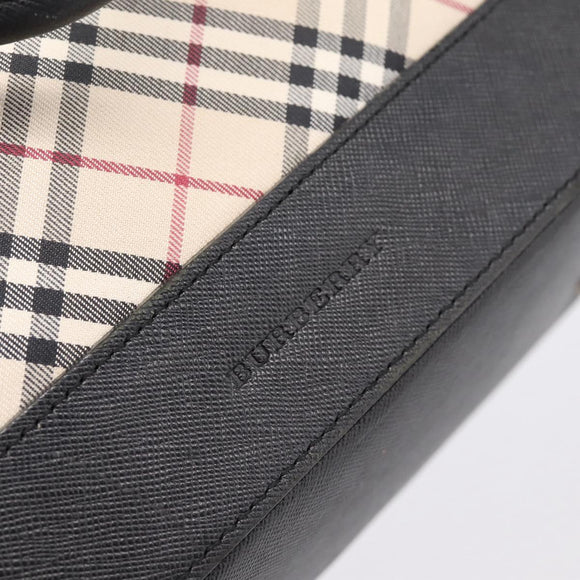 BURBERRY Nova Check Tote Bag Canvas Beige Silver Auth bs37659