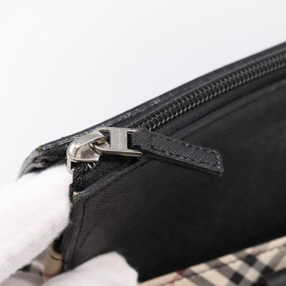 BURBERRY Nova Check Tote Bag Canvas Beige Silver Auth bs37659