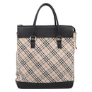 BURBERRY Nova Check Tote Bag Canvas Beige Silver Auth bs37659-13