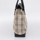 BURBERRY Nova Check Tote Bag Canvas Beige Silver Auth bs37659-3