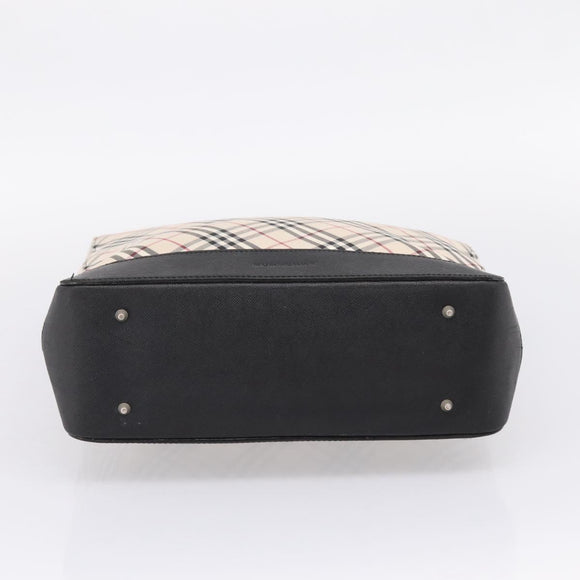 BURBERRY Nova Check Tote Bag Canvas Beige Silver Auth bs37659