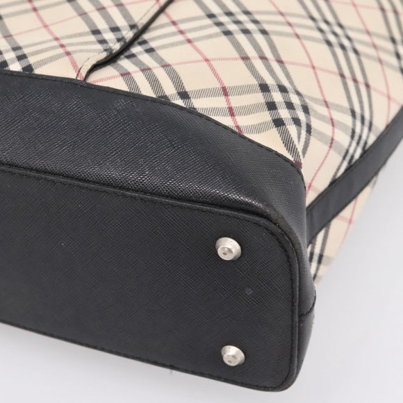 BURBERRY Nova Check Tote Bag Canvas Beige Silver Auth bs37660