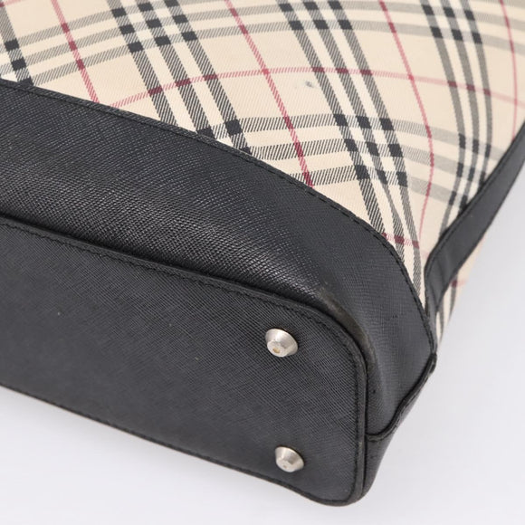 BURBERRY Nova Check Tote Bag Canvas Beige Silver Auth bs37660