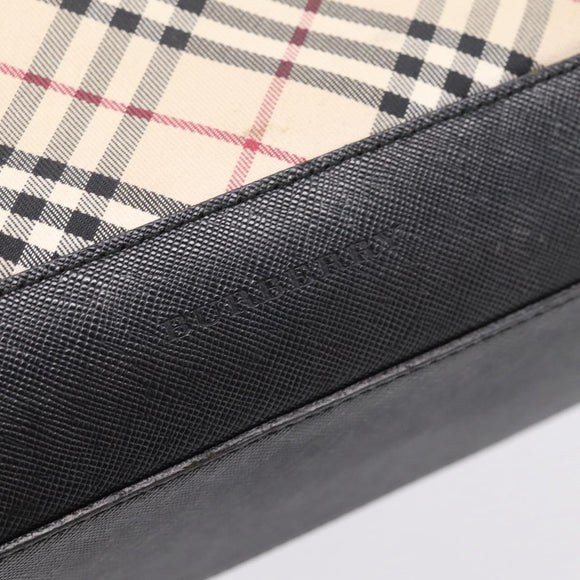 BURBERRY Nova Check Tote Bag Canvas Beige Silver Auth bs37660