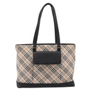 BURBERRY Nova Check Tote Bag Canvas Beige Silver Auth bs37660-2