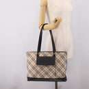 BURBERRY Nova Check Tote Bag Canvas Beige Silver Auth bs37660-28