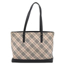 BURBERRY Nova Check Tote Bag Canvas Beige Silver Auth bs37660-3