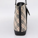 BURBERRY Nova Check Tote Bag Canvas Beige Silver Auth bs37660-4