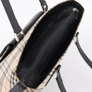 BURBERRY Nova Check Tote Bag Canvas Beige Silver Auth bs37660-6