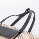 BURBERRY Nova Check Tote Bag Canvas Beige Silver Auth bs37660-8