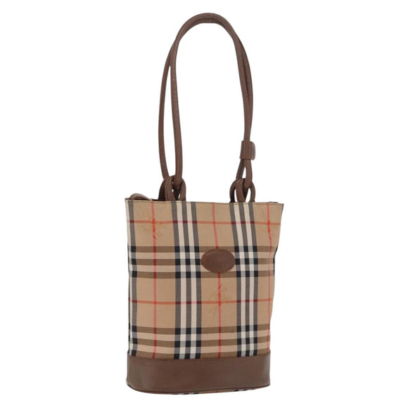 BURBERRY Nova Check Tote Bag Canvas Beige Gold Auth bs37661