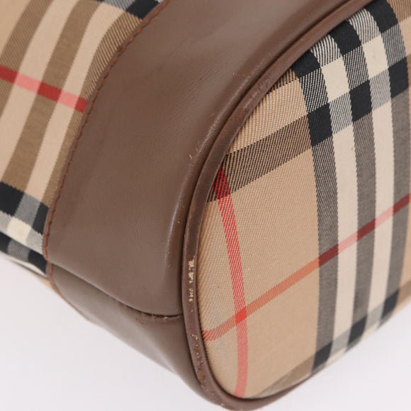 BURBERRY Nova Check Tote Bag Canvas Beige Gold Auth bs37661