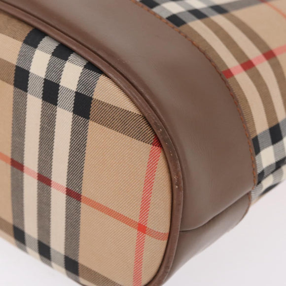 BURBERRY Nova Check Tote Bag Canvas Beige Gold Auth bs37661