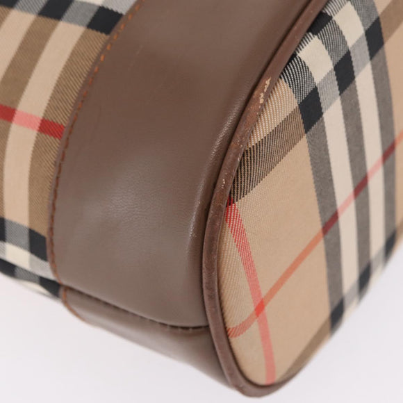 BURBERRY Nova Check Tote Bag Canvas Beige Gold Auth bs37661