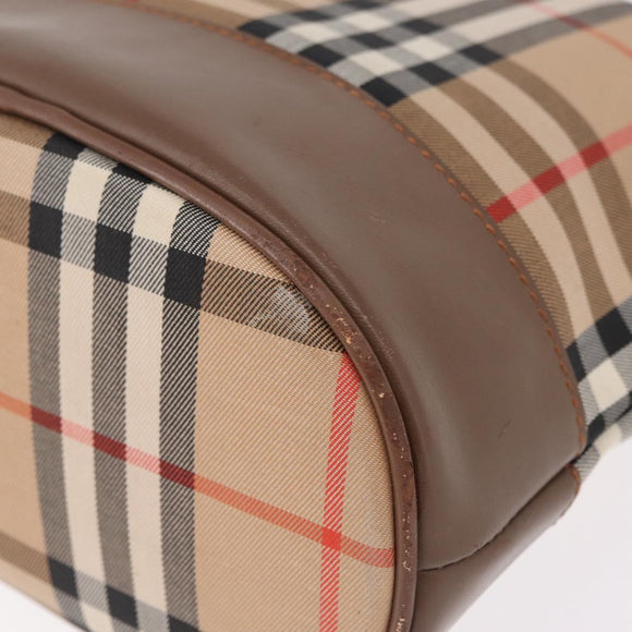 BURBERRY Nova Check Tote Bag Canvas Beige Gold Auth bs37661