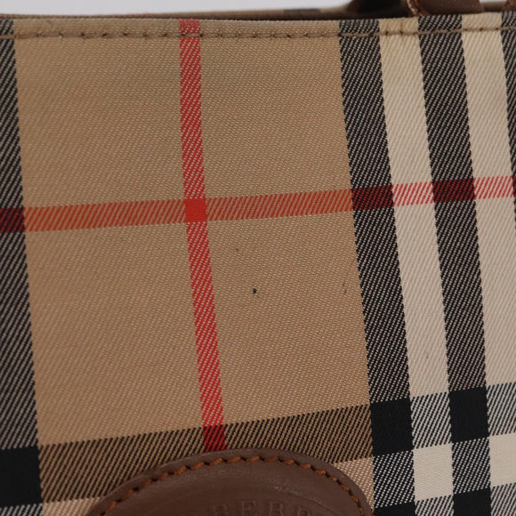 BURBERRY Nova Check Tote Bag Canvas Beige Gold Auth bs37661