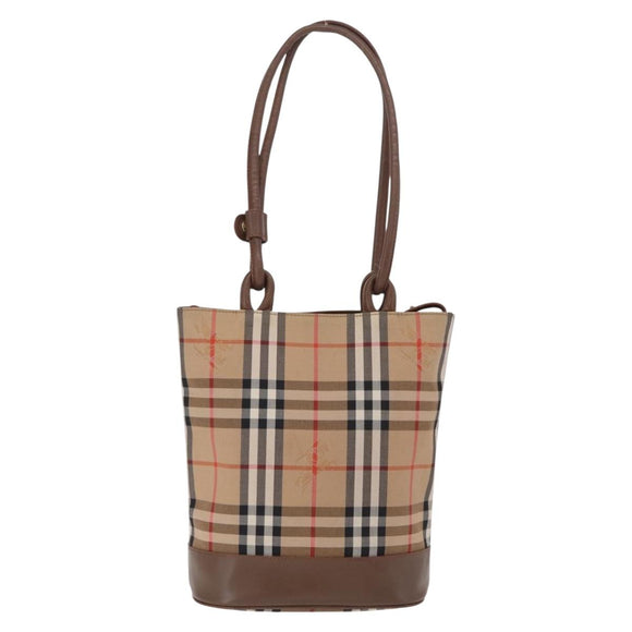 BURBERRY Nova Check Tote Bag Canvas Beige Gold Auth bs37661