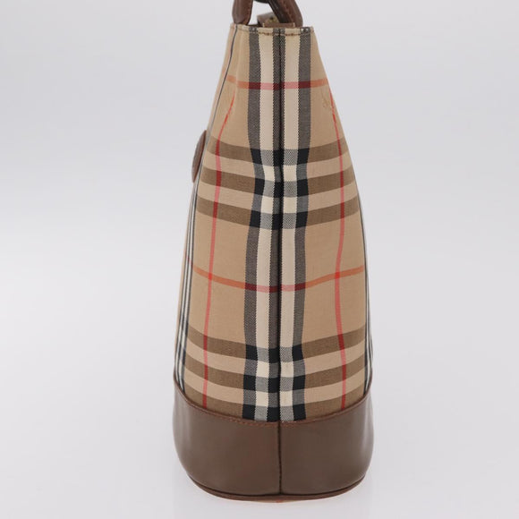 BURBERRY Nova Check Tote Bag Canvas Beige Gold Auth bs37661