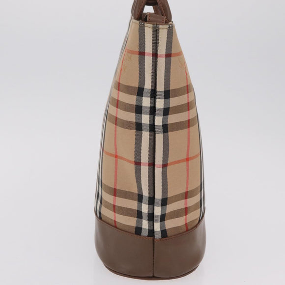 BURBERRY Nova Check Tote Bag Canvas Beige Gold Auth bs37661