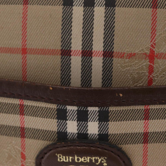Burberrys Nova Check Shoulder Bag Canvas Beige Gold Auth bs37663