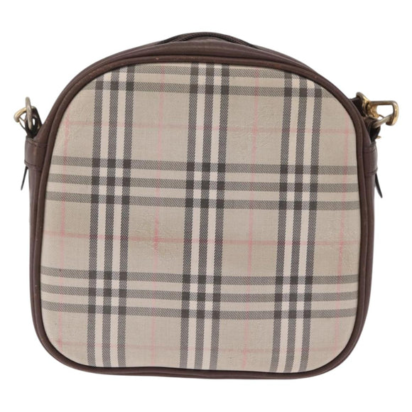 Burberrys Nova Check Shoulder Bag Canvas Beige Gold Auth bs37663