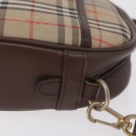 Burberrys Nova Check Shoulder Bag Canvas Beige Gold Auth bs37663