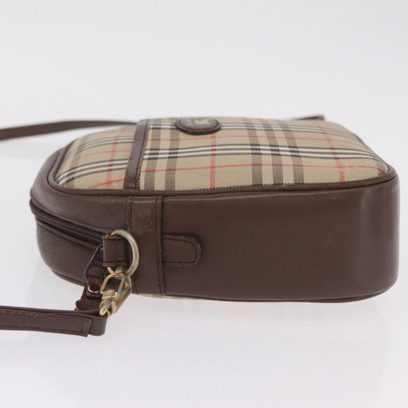 Burberrys Nova Check Shoulder Bag Canvas Beige Gold Auth bs37663