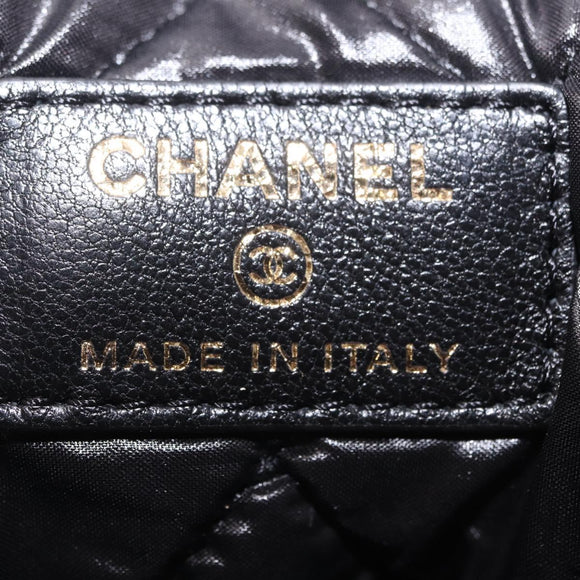 CHANEL Matelasse Clutch Bag Lamb Skin Black Gold CC Auth bs37664