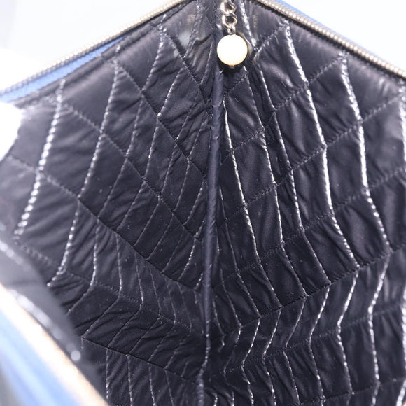 CHANEL Matelasse Clutch Bag Lamb Skin Black Gold CC Auth bs37664