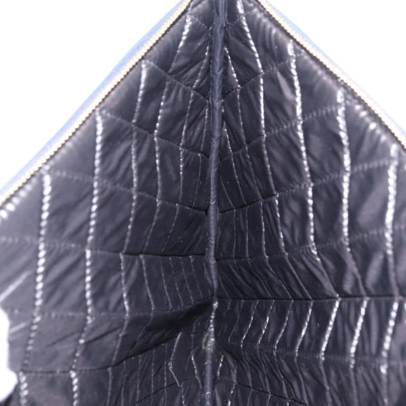CHANEL Matelasse Clutch Bag Lamb Skin Black Gold CC Auth bs37664
