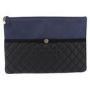 CHANEL Matelasse Clutch Bag Lamb Skin Black Gold CC Auth bs37664-2