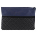 CHANEL Matelasse Clutch Bag Lamb Skin Black Gold CC Auth bs37664-3