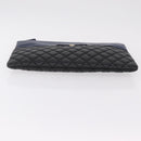CHANEL Matelasse Clutch Bag Lamb Skin Black Gold CC Auth bs37664-7