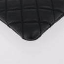 CHANEL Matelasse Clutch Bag Lamb Skin Black Gold CC Auth bs37664-8