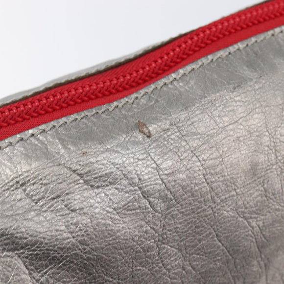 LOEWE Shoulder Bag Leather Silver Auth bs37665