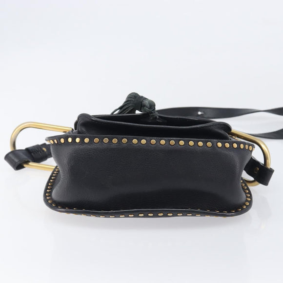 Chloe Hudson Shoulder Bag Leather Black Gold Auth bs37667A